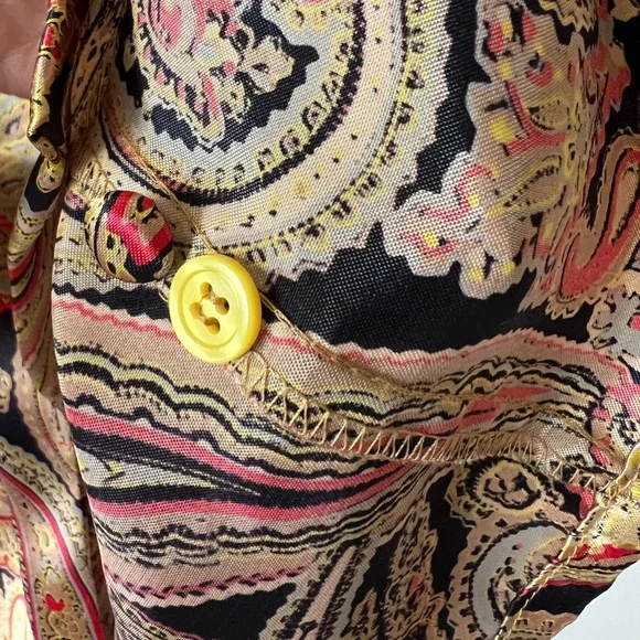 Vintage Oscar de la Renta Expressions Gold Paisley Blouse Size 10 - Picture 5 of 11